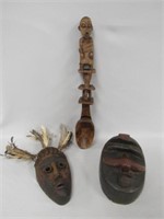 (3 PCS.) AFRICAN WOOD CARVINGS: