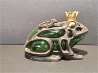Cast Iron and Glass Frog Outdoor Yard Art