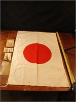 WWII Japanese belly or unit flag & personal items