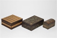 Polish & Indian Wood Boxes, 3 Carved & Painted