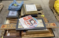 Pallet lot of many signs, paintings, and wall art