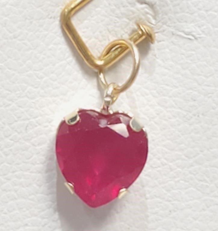 $200 10K  Heart Shape Ruby(1.5ct) Pendant