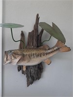 Mounted Largemouth Bass with Driftwood & Lily Pads