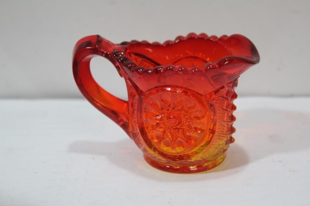 A Cranberry Red Pressed Glass Toothpick Holder