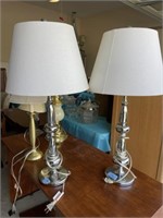 2 MODERN SILVER TABLE LAMPS