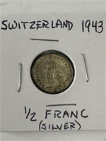 Switzerland 1943 1/2 Franc (Silver)
