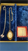 Shell necklace, rhinestone necklaces (2) &