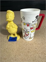 VINTAGE DISNEY TOY AND CUP