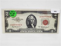 1953-A Red Seal $2 Dollar Bill