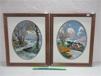 NICE FRAMED NEEDLEPOINTS 16.5X21 INCHES