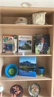Golf shelf lot, variety of items and magazines