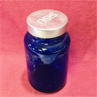 Cobalt Blue Glass Jar (Vintage) (3 1/2" Tall)