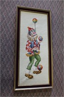 Framed needlepoint, 13.75 X 30"H