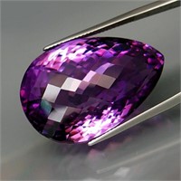 Natural Amethyst Pear Checkerboard 74.13 Ct - Untr