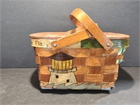 Vintage Wooden Painted Basket Purse