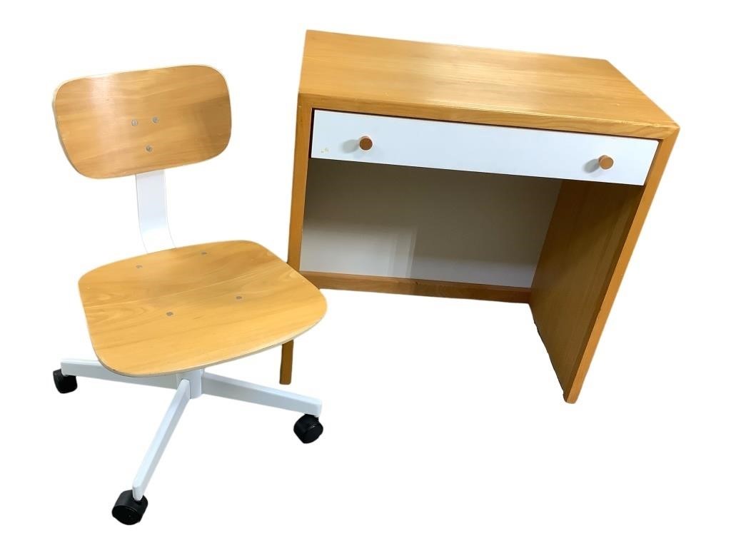 Dixie Furniture Maple & White Lam. Desk & Chair