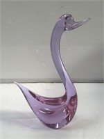 Vintage glass swan, 8"l. x 3.5"w. x 14"h.