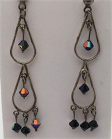 Sterling Silver Earrings W Glass Beads