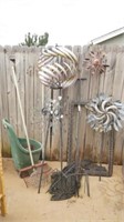 Whirly-gigs, lawn decorations, rakes