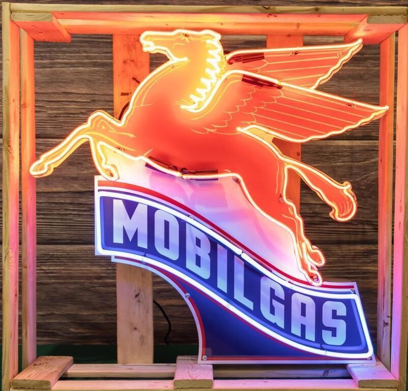Mobil Gas Neon Sign In Crate