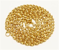 24" Twisted 14K Yellow Gold Necklace, Italy 3.2g