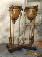 Pair of Brass & Marble Lamps