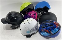 (7) Kids Bike & Baseball Helmets