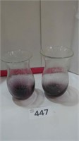 (2) Large Glass Purple Tint Vase