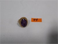 14kt Gold wire Ring Amethyst stone sz 6-3/4