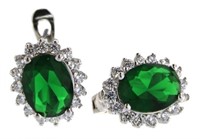 Oval 4.20 ct Emerald Designer Earrings