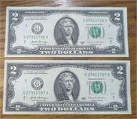 $4 Consecutive serial number uncirculated to all