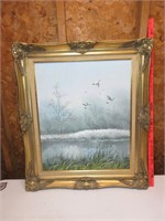 Framed Wildlife Painting (26"W x 30 1/2"H)