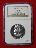 1956 Franklin Silver Half Dollar Type 2 NGC PF68