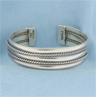 Unique Double Rope Design Bangle Bracelet in Sterl