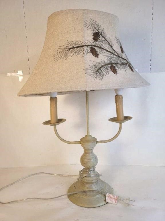 Rustic Table Lamp - Tested & Works - 27" tall