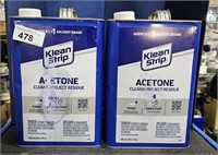 2 Lots of 1 ea -1 Gallon Cans Klean Strip Acetone