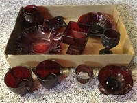 10 Pieces of Ruby Red Glass