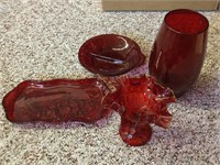 Four Pieces of Ruby Red Glass