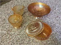 Four Piece Set of Carnival Glass