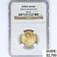 1898 EB 20 Kronor .26oz Sweden Gold NGC MS66