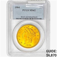 1904 $20 Gold Double Eagle PCGS MS62