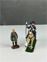 Metal soldier on horse and soldier