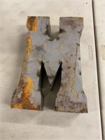 M, handmade metal letter