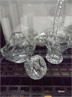 THREE(3) CUT CRYSTAL & GLASS BASKETS