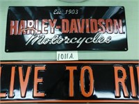 Harley Davidson Sign (18") & Live To Ride Sign -