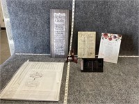 Poem Plaques, Wooden Stand, and Family Collage