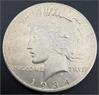 Scarce 1934-S Peace Silver Dollar