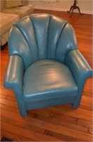 Green Leather Formal Accent Chair