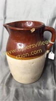 Brown band stoneware pitcher 8.5in