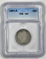 1897-S Barber Silver Quarter Good ICG G4